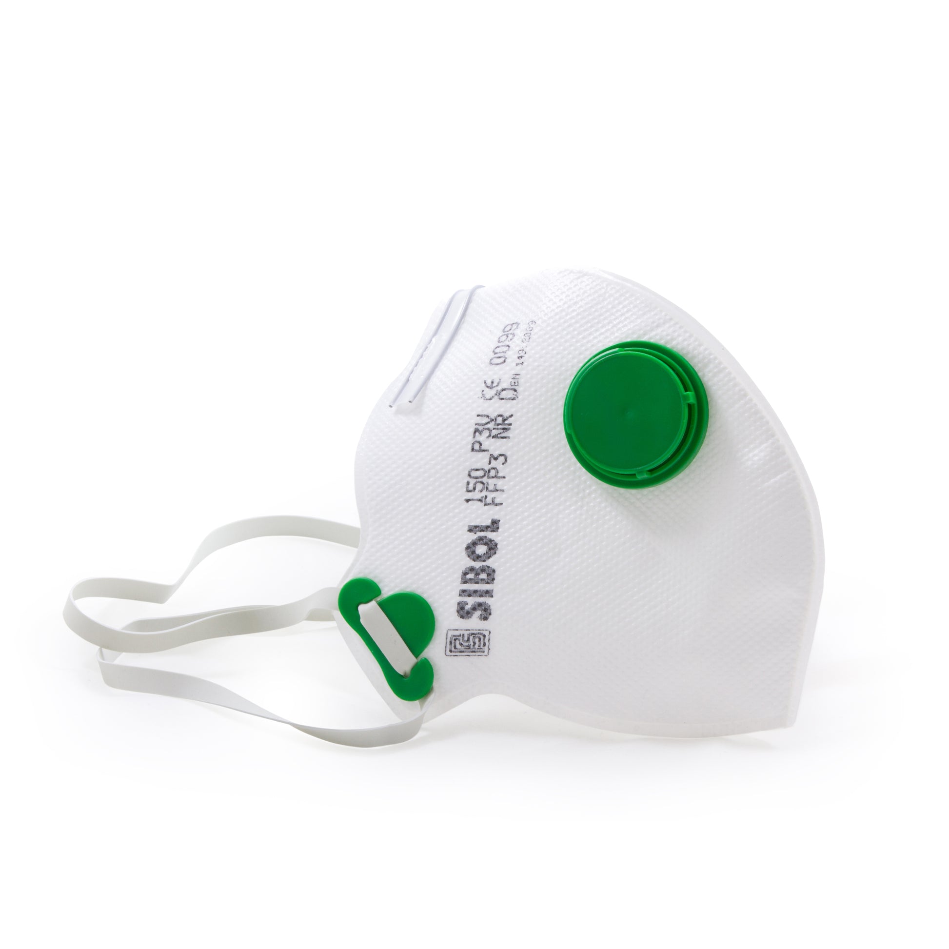 Mascarilla autofiltrante plegada FFP3 con válvula SIBOL 150 P3DV gama eco fabricada España EN 149 máxima protección.