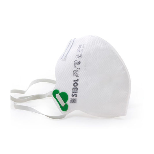 Mascarilla autofiltrante plegada FFP3 sin válvula SIBOL 150 P3D gama eco fabricada España máxima protección EN 149.